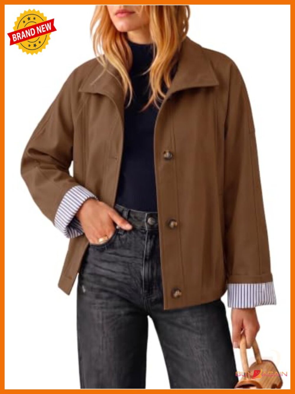 Cropped Trench Coat Lightweight Oversized Relaxed Fit Jacket